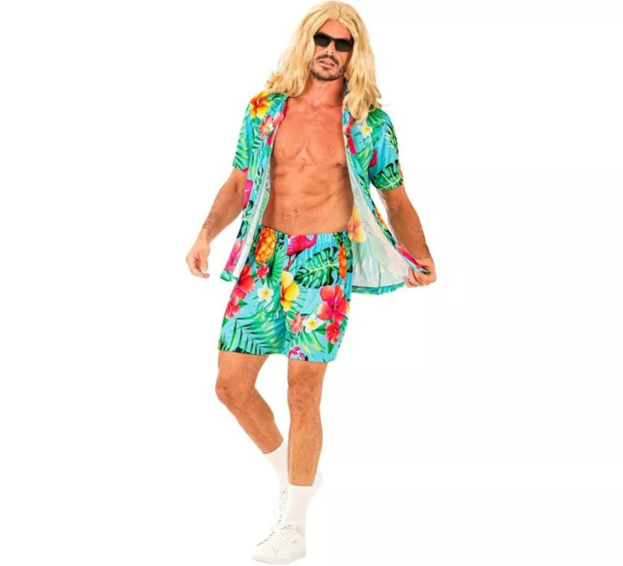Translation missing: en.Conjunto de Verano con Estampado Tropical: Camisa y Shorts para hombre