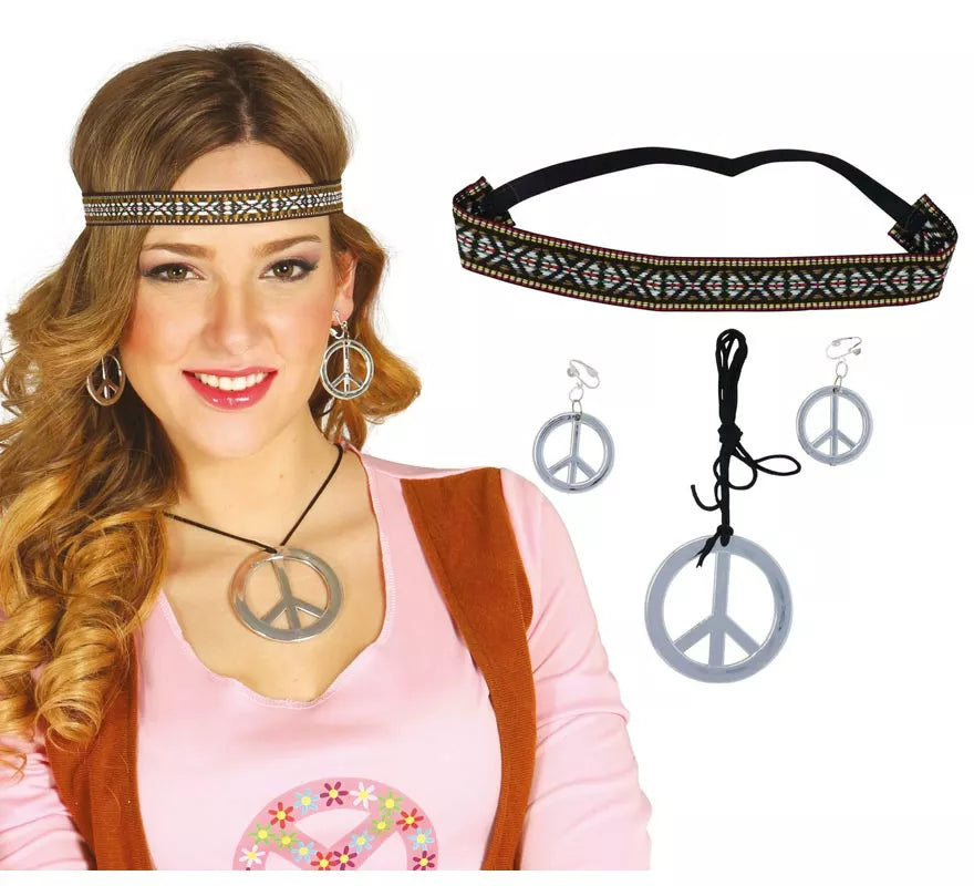 Conjunto Hippie de pendientes, collar y cinta