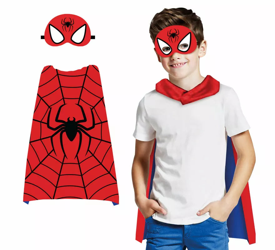 Translation missing: en.Conjunto Infantil Súper Araña: Antifaz y capa de 70 cms