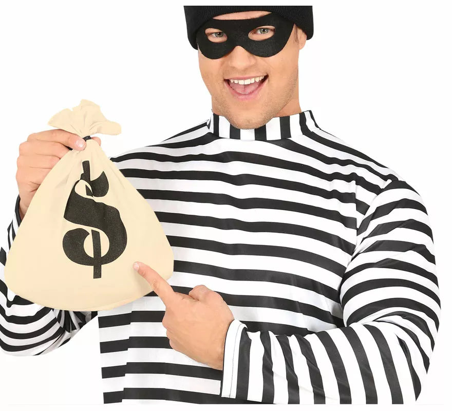 Conjunto Ladrón: Antifaz, Camisa y Bolsa de Dinero