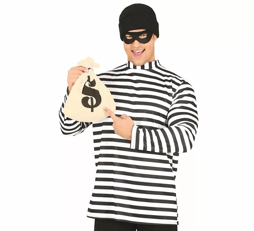 Conjunto Ladrón: Antifaz, Camisa y Bolsa de Dinero