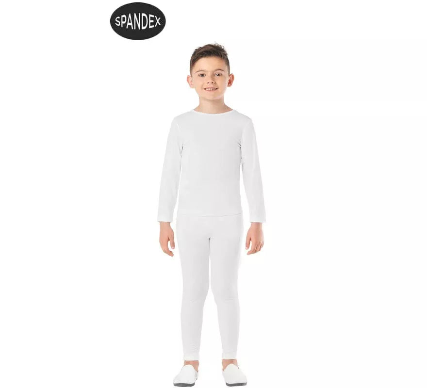 Translation missing: en.Conjunto Maillot Spandex en 2 piezas color Blanco para niños
