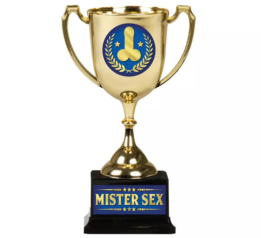 Copa Míster Sex dorado y azul 18 cm