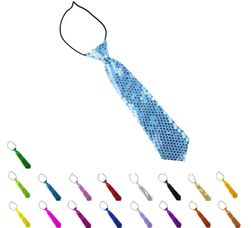Translation missing: en.Corbata con lentejuelas infantil de 30 cm en varios colores