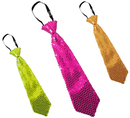 Corbata de Lentejuelas de 31 cm en varios colores Flúor