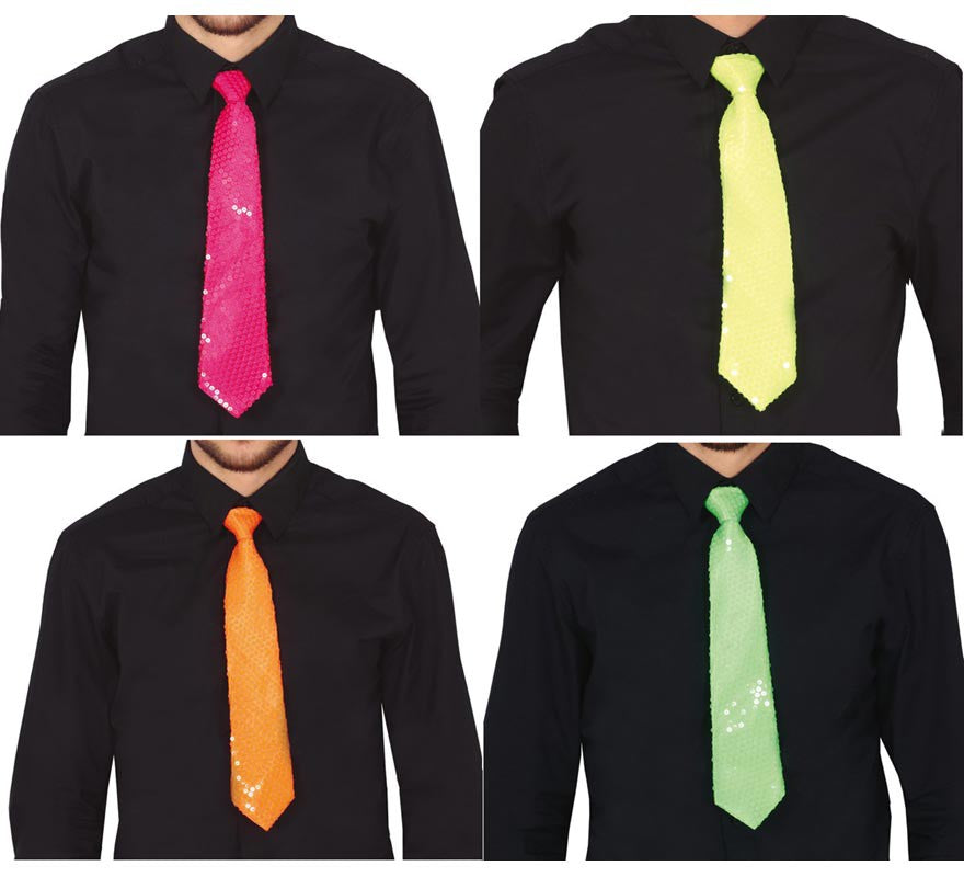 Translation missing: en.Corbata de Lentejuelas Neón en varios colores de 36 cm