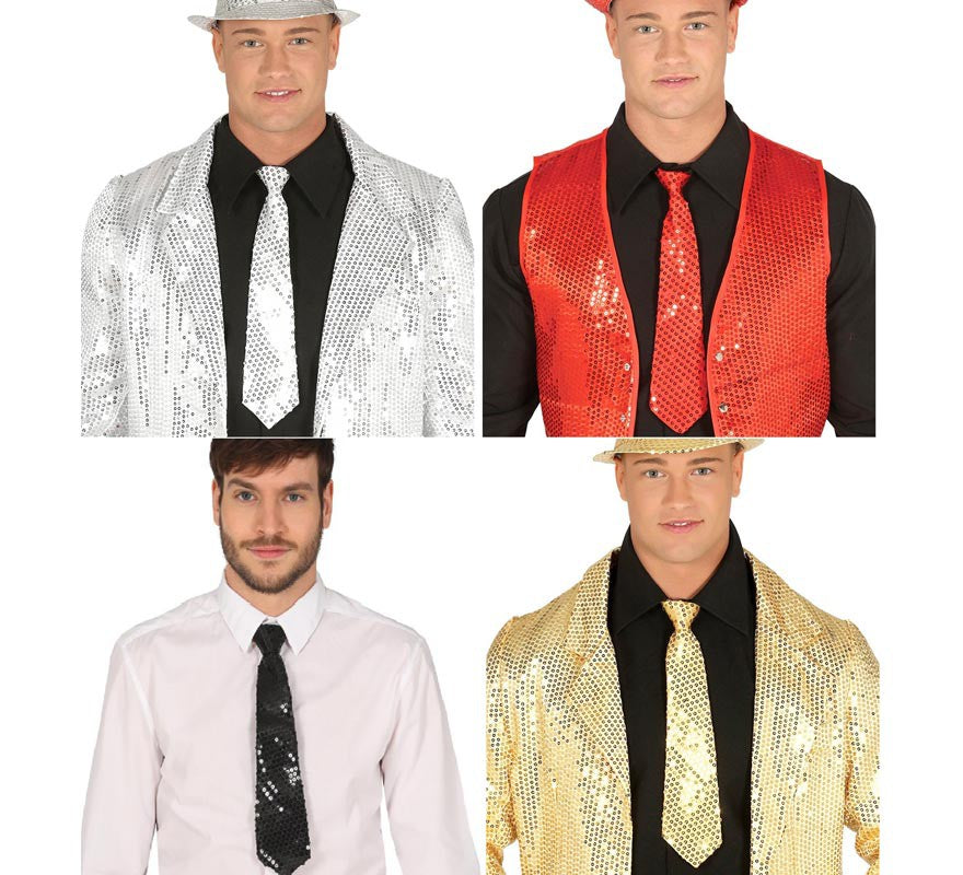 Corbata de Lentejuelas de 35 cm en varios colores