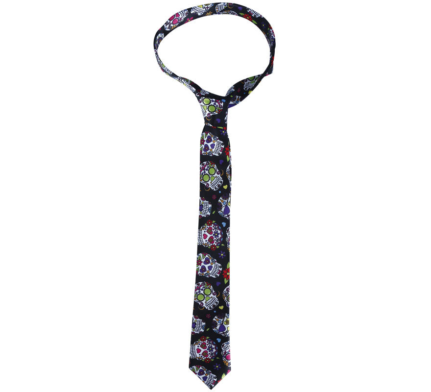 Corbata Gruesa con Calaveras Mexicanas