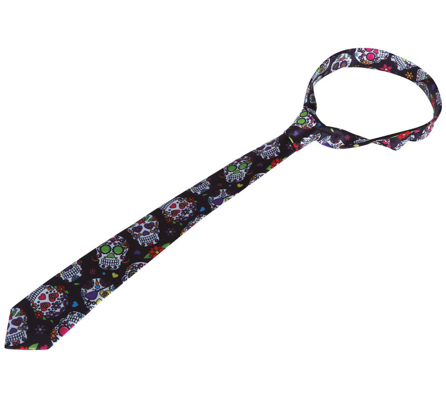 Corbata Gruesa con Calaveras Mexicanas