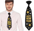 Corbata 'Happy New Year' negro y dorado de 38 cm