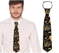 Corbata Happy New Year negro y dorado de 45 cm