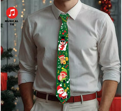 Green Christmas Tie with Light and Sound 45 cm