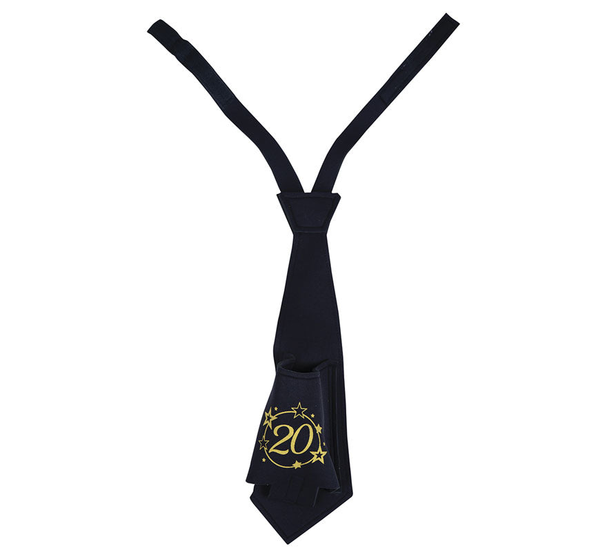 Corbata Negra de 20 Años Cumpleaños y Aniversarios