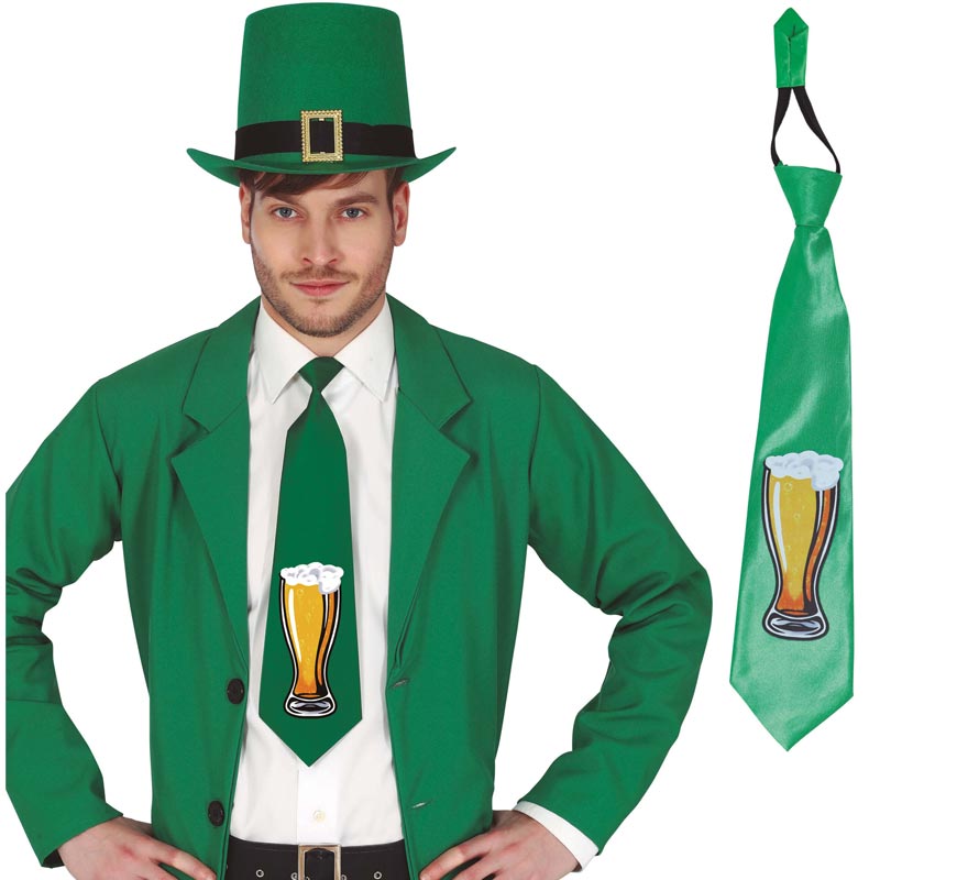 Translation missing: en.Corbata Verde con estampado de Cerveza de San Patricio
