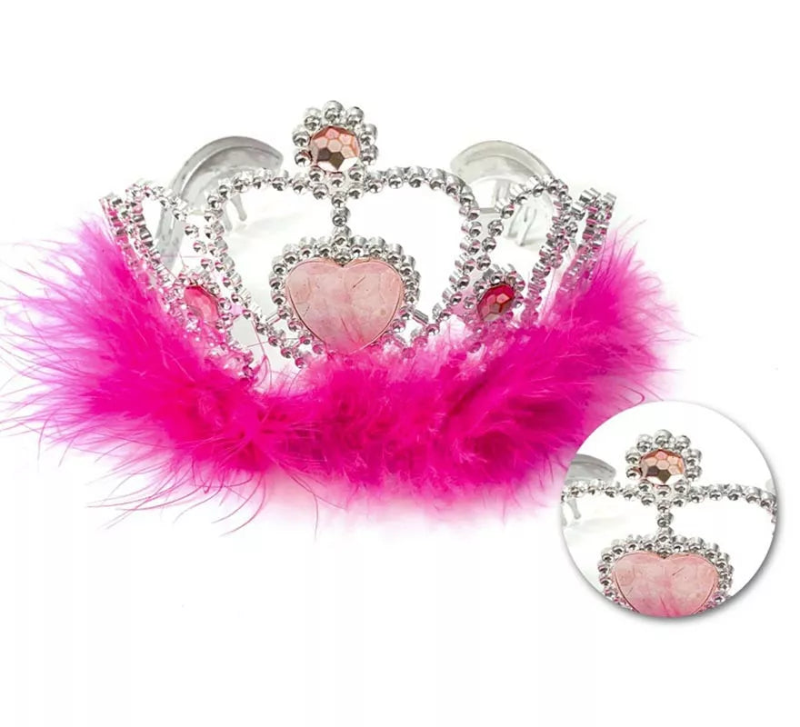 Translation missing: en.Corona Corazón fucsia con plumas