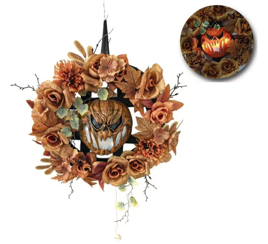 Corona de Calabaza Otoño con Luz y Sonido