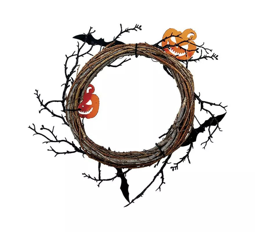 Corona de Calabazas y Murciélagos de 30 cm