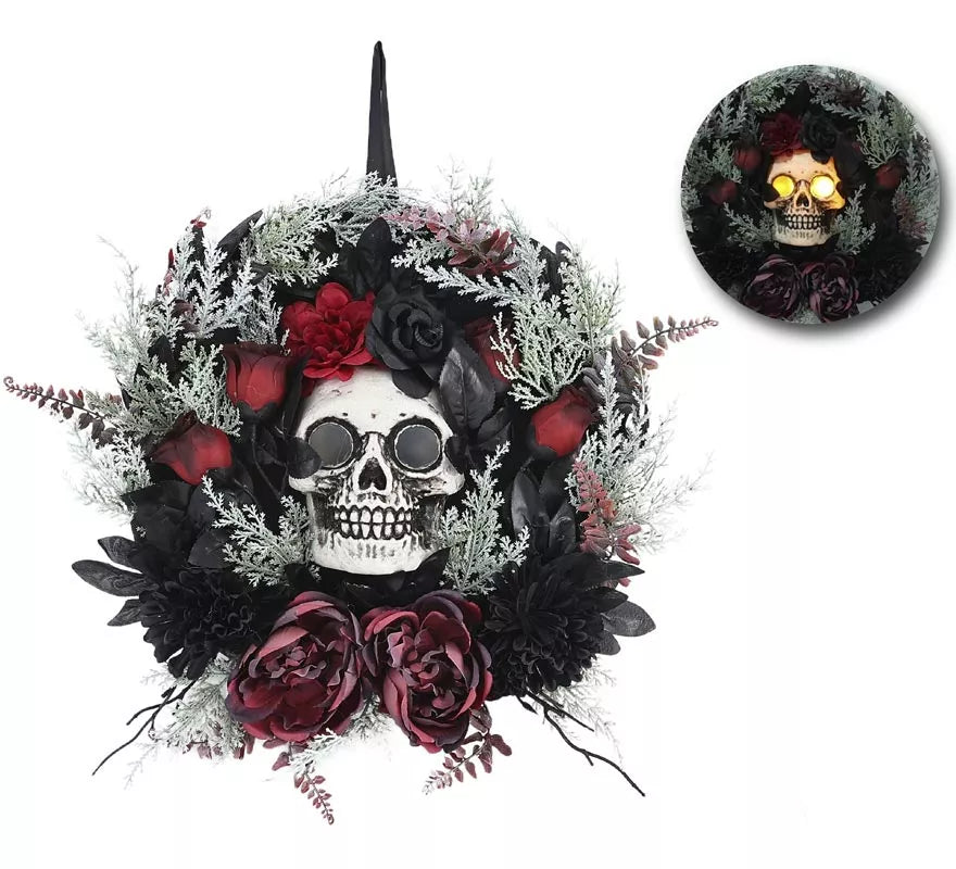 Translation missing: en.Corona de Calavera Halloween con Luz y Sonido