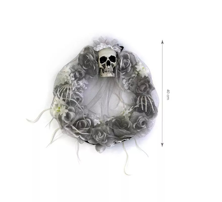 Corona de Flores grises y Calavera de 43x40 cm