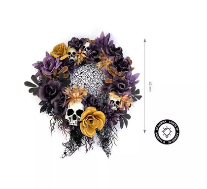 Corona de Flores púrpura con luz de 42x42 cm