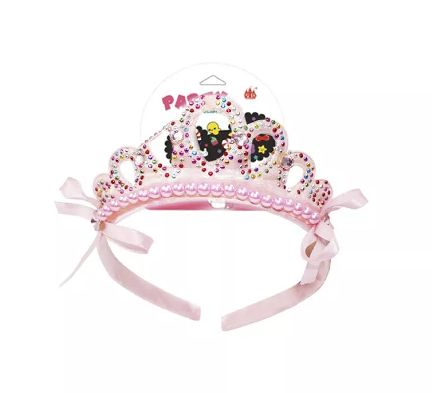Translation missing: en.Corona de Princesa strass rosa con lazos