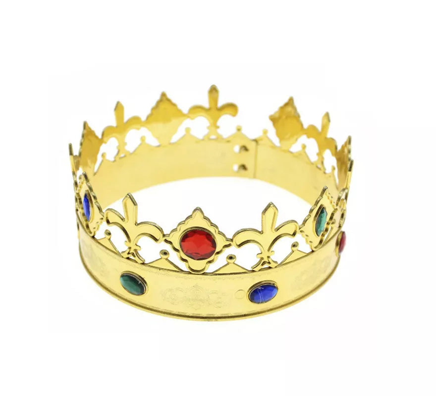 Translation missing: en.Corona Dorada de Rey con Gemas Bisutería