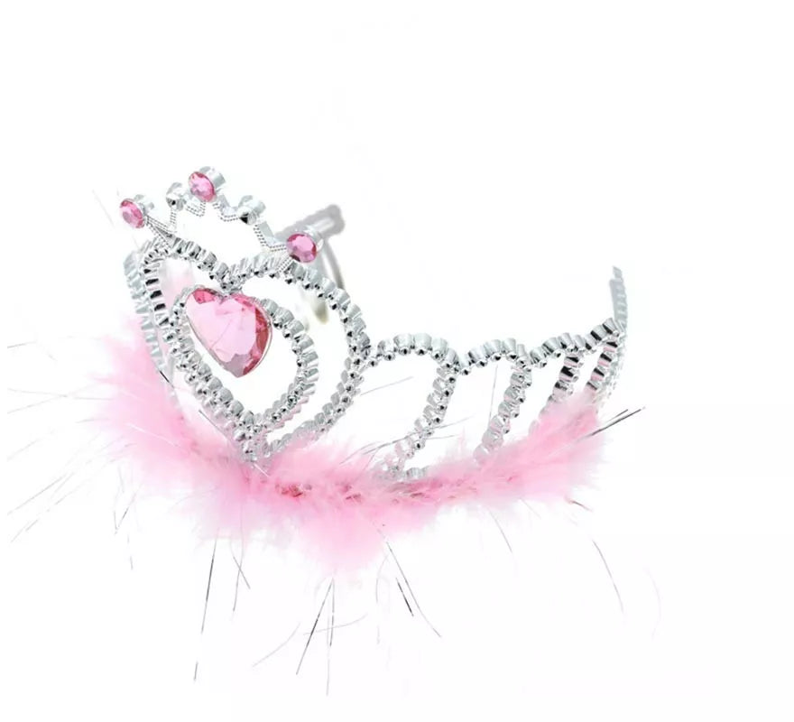 Translation missing: en.Corona Princesa Corazón rosa con plumas