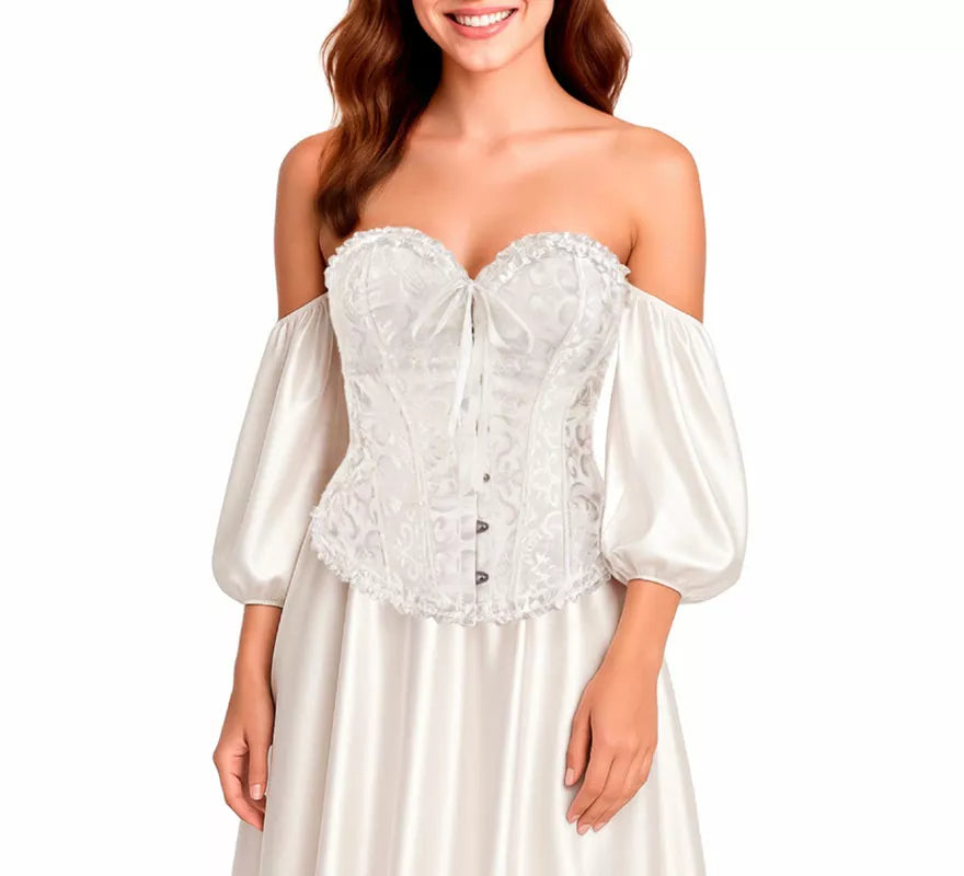 Corset Jacquard blanco con Lazo para mujer