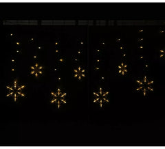 Curtain of 12 warm Snowflakes with 138 LEDs