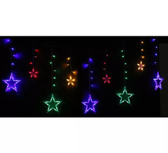 Curtain of 12 Stars with 138 multicolored LEDs