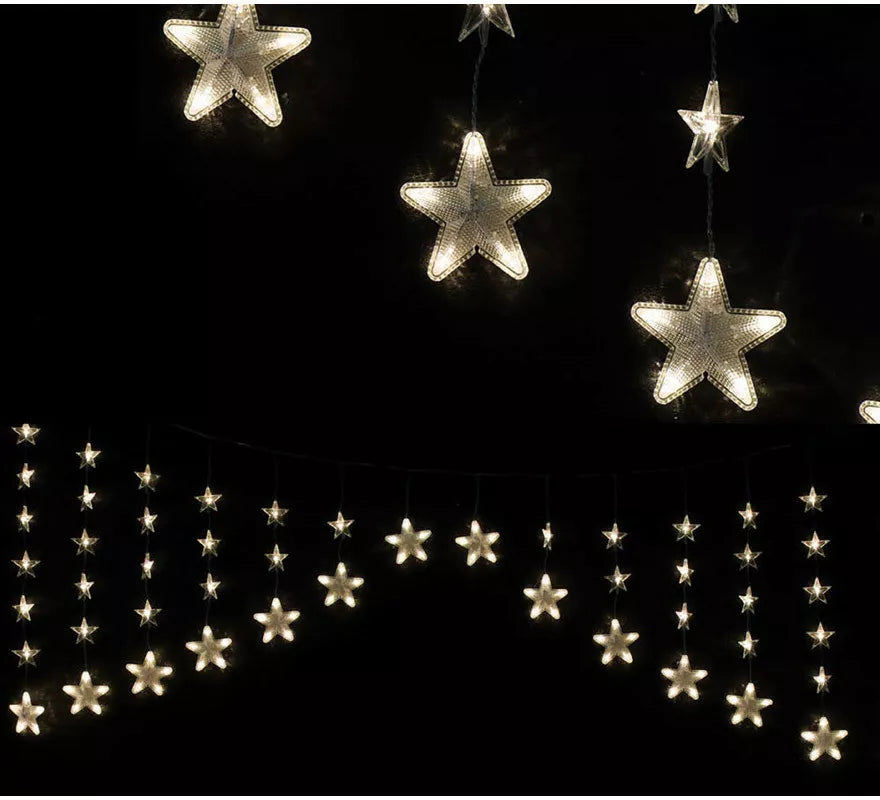 Translation missing: en.Cortina Estrellas 136 Led Blanco Cálido 150 x