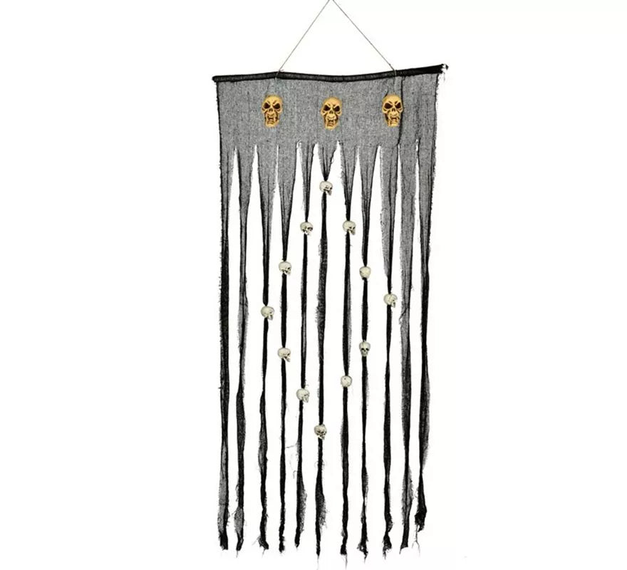 Cortina Gris con Calaveras 90X180 Cm