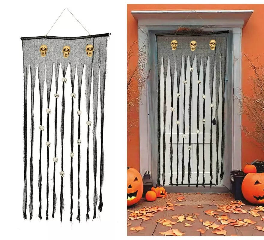 Translation missing: en.Cortina Gris con Calaveras 90X180 Cm