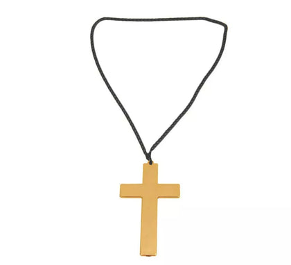 Cruz dorada con Cuerda 21x13 cm