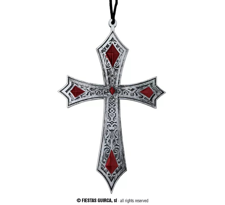 Collar Cruz Gótica gris de 21 cm