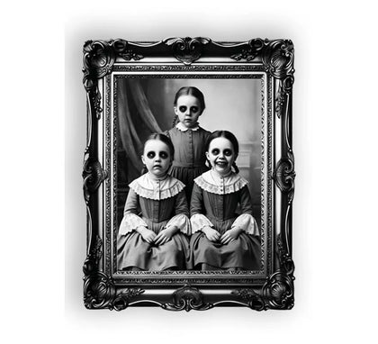 Cuadro Adhesivo de Terror Niñas de 58x45 cm