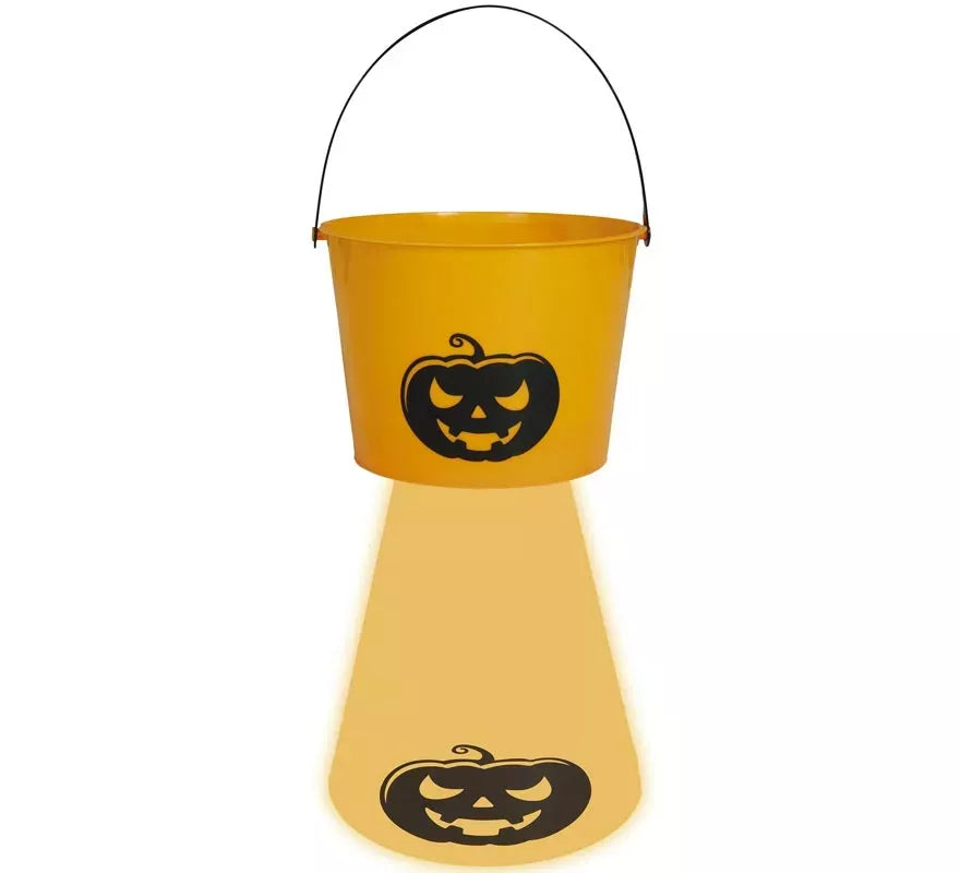 Cubo Calabaza con Luz en La Base naranja 15x20 cm