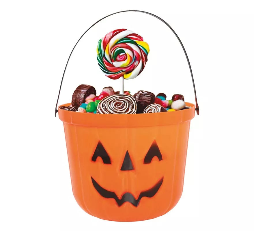 Cubo Calabaza de plástico de 15 cm para Halloween