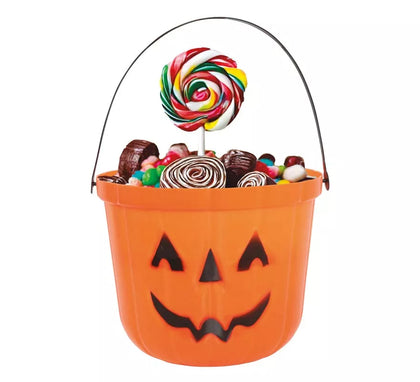 Cubo Calabaza de plástico de 15 cm para Halloween