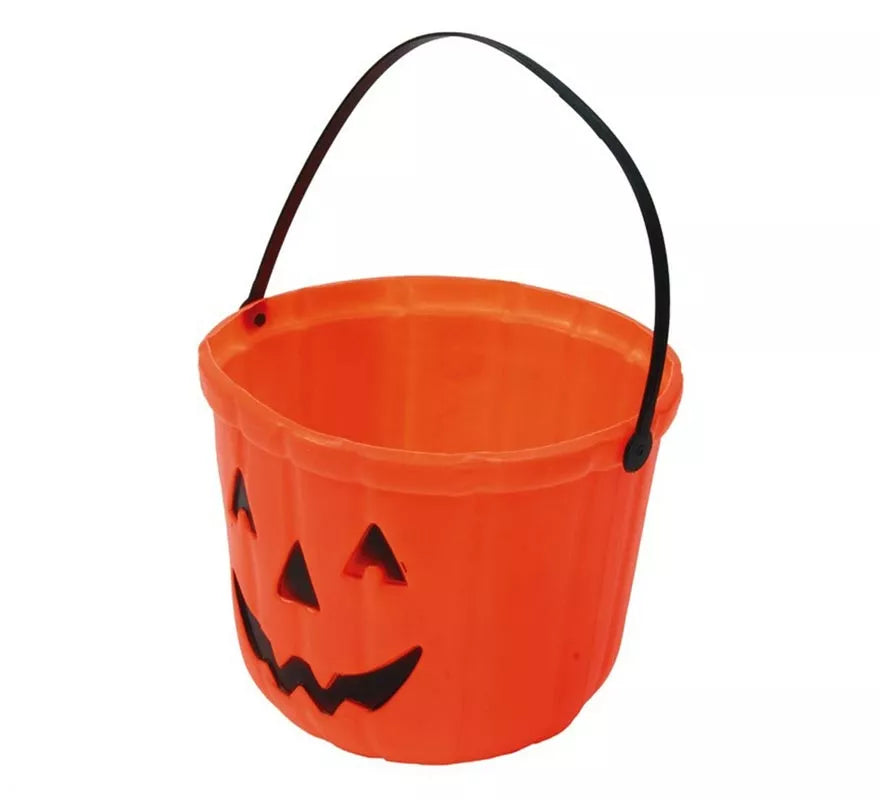 Cubo Calabaza de plástico de 15 cm para Halloween