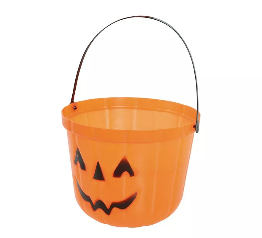 Cubo Calabaza de plástico de 15 cm para Halloween