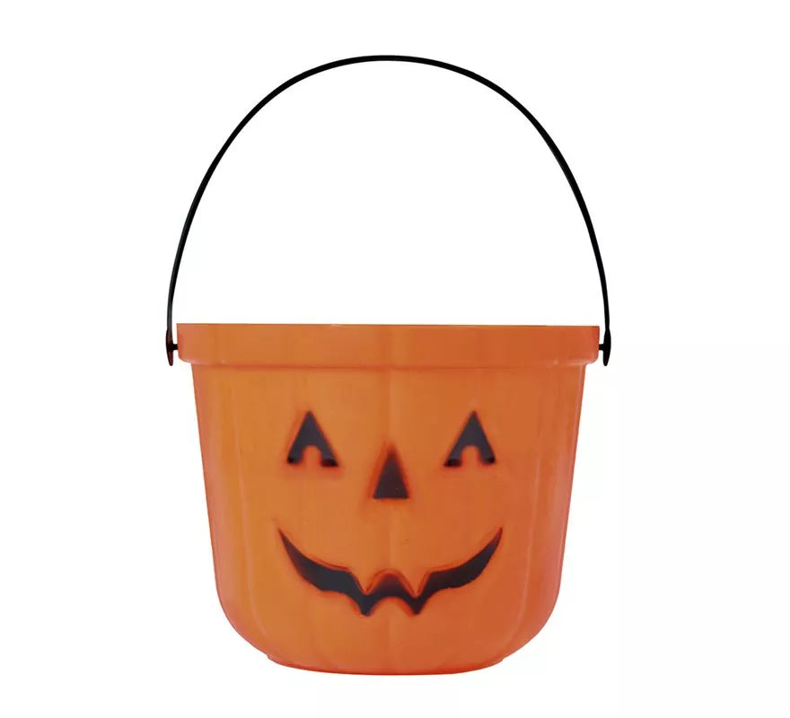 Translation missing: en.Cubo Calabaza de plástico de 15 cm para Halloween