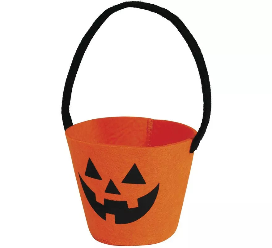 Cubo Calabaza naranja de Fieltro 13x10 cm