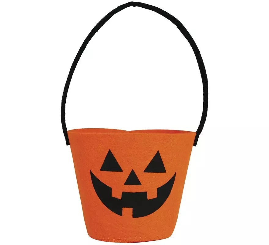 Cubo Calabaza naranja de Fieltro 13x10 cm