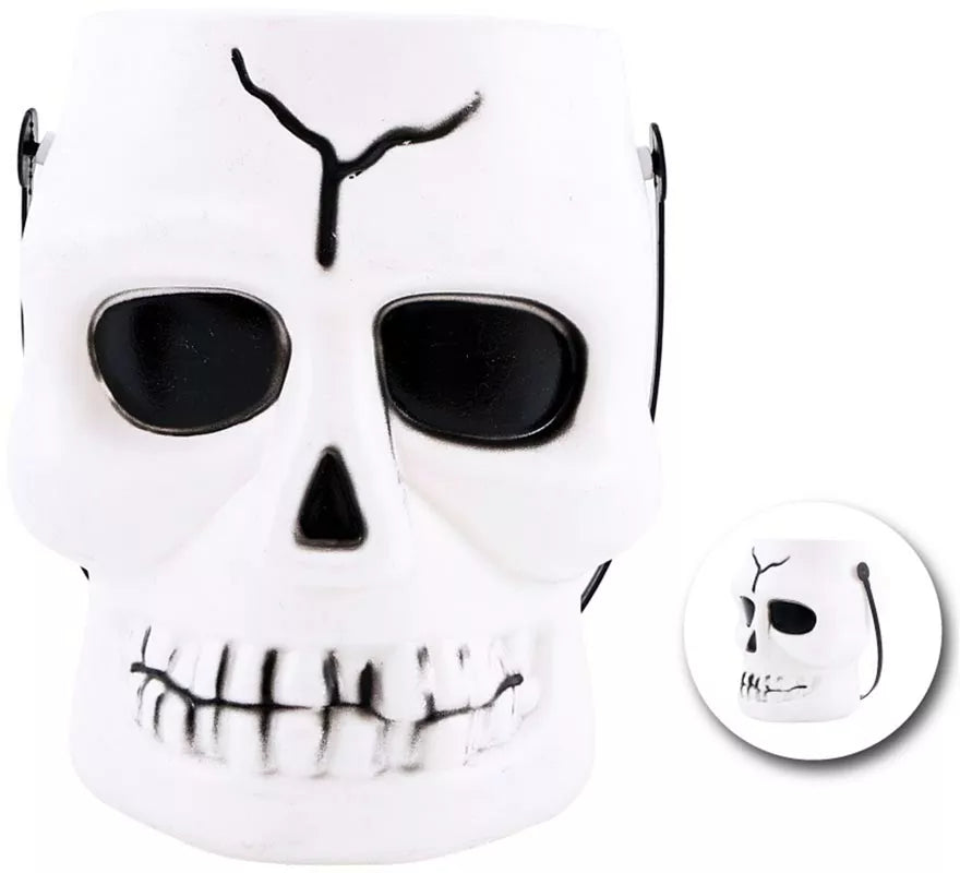 Cubo Calavera Blanca de 14x16x17 cm