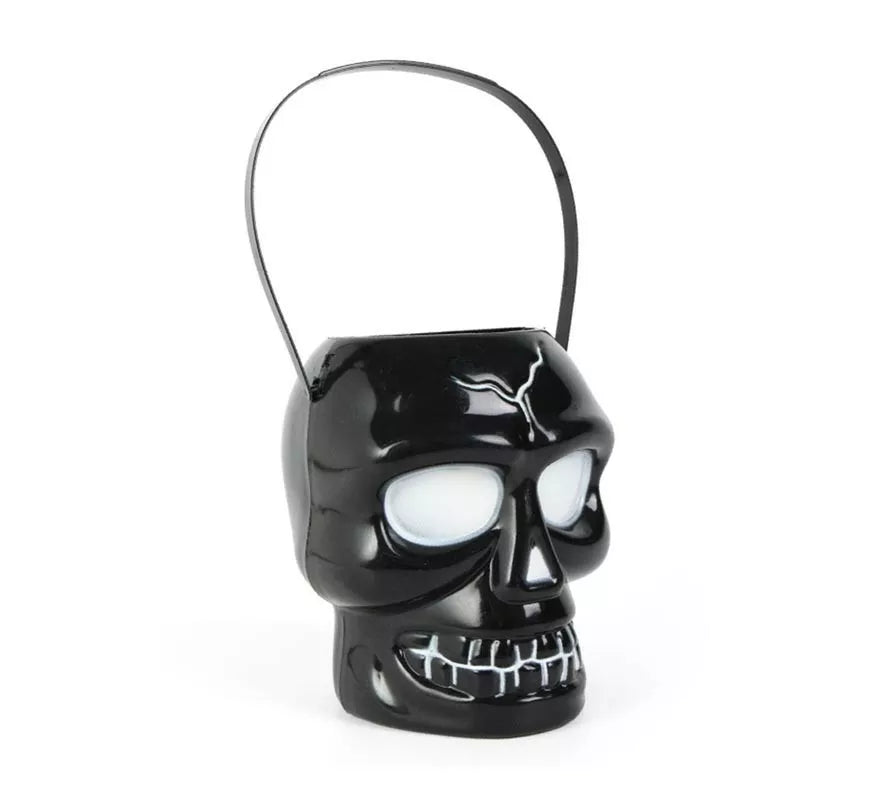 Translation missing: en.Cubo Calavera negro con asa de 12x14x16 cm