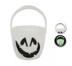 Luminescent white pumpkin bucket with light 22x16 cm