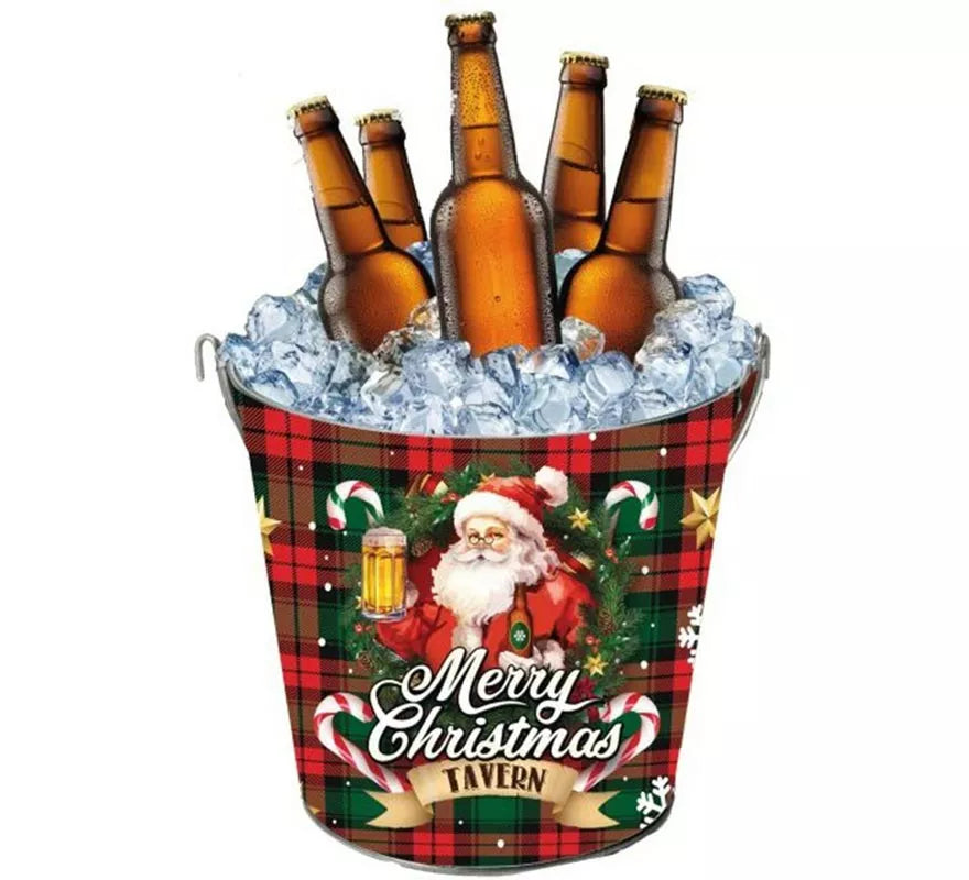Cubo Merry Christmas de metal de 19x23 cm
