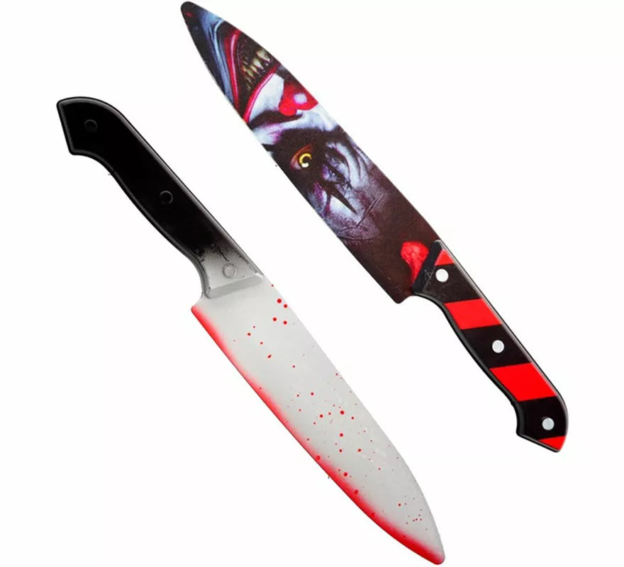 Cuchillo Payaso de Terror de 31 cm con diseño en ambas caras
