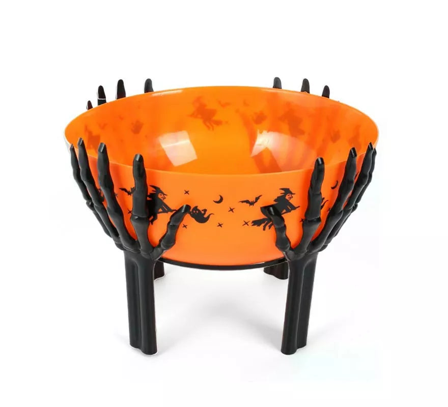 Translation missing: en.Cuenco naranja con base de brazos esqueleto de 26x18 cm